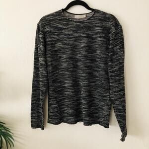 Entity Marled Knit Sweater Black White Crew Neck Size S - Used